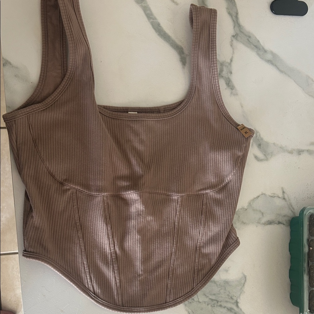 NWT Victoria's Secret Brown Ribbed Crop Top